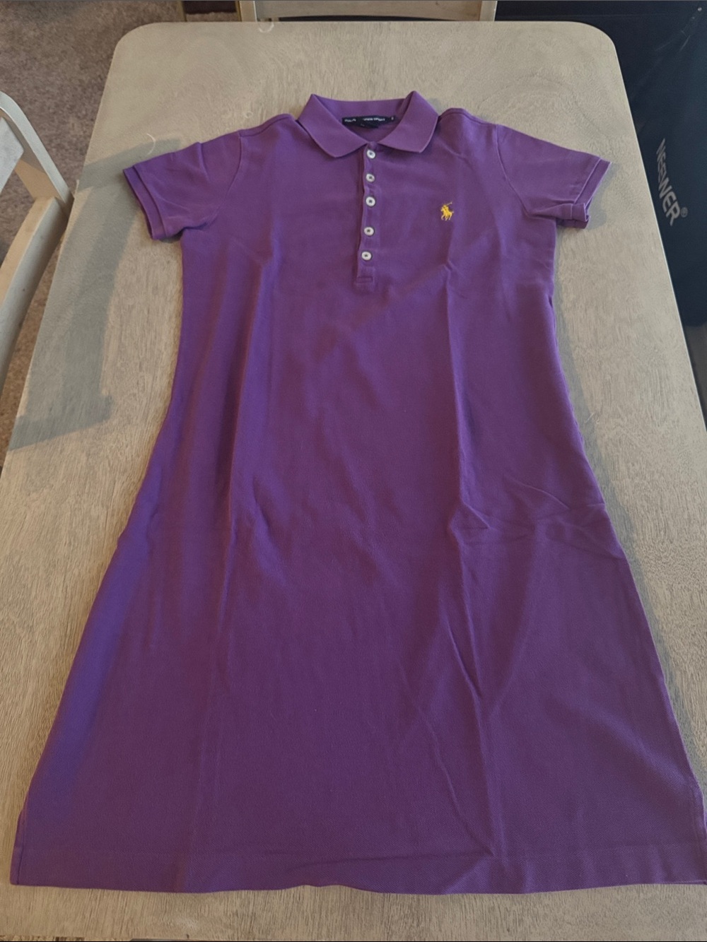 Ralph Lauren Purple Polo Dress with Yellow Pony Embroidery